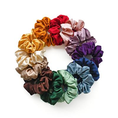 China Wholesale Hot Selling Soft and Soft High Quality Pure Solid Color 100% Satin Hair Tie Natural Silk Scrunchies 19MM 4.5cm for sale