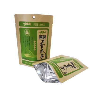 China Recyclable Biodegradable Kraft Paper With Aluminum Layer Inside Stand Custom Pouches for sale