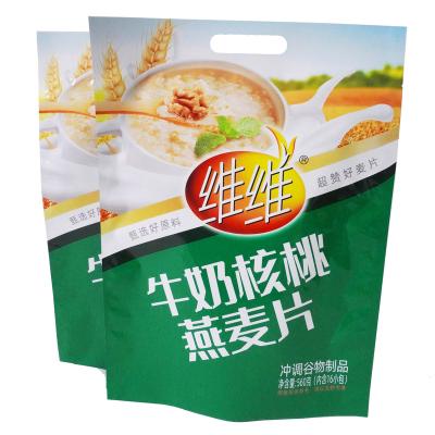 Cina Sicurezza Taglia a mano Manico facile da trasportare Avena mattutina Sacchetto di imballaggio laminato alimentare in vendita