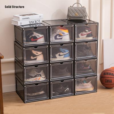 China Sustainable Clear Shoe Boxes Plastic Transparent Sneaker Shoes Storage Box Organizer for sale