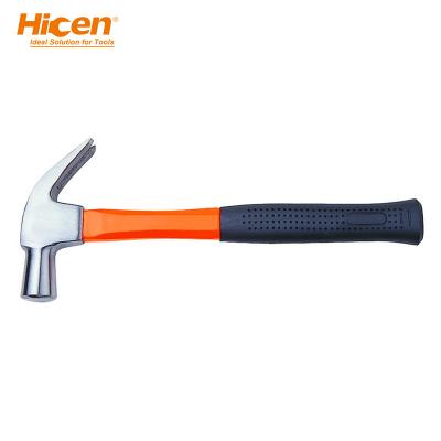 China Nail Hammer Hicen British Type Claw Hammer with Fiberglass Handle for sale