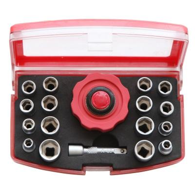 China Household Repairing Tools MIni Palm Ratchet Handle 28pcs Sockets Set Thumbwheel Ratchet for sale