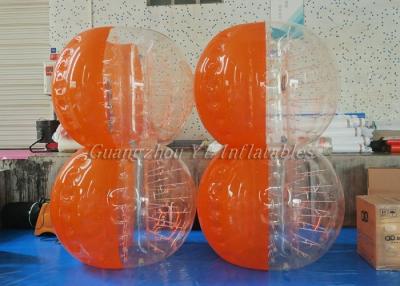 China La yarda inflable juega el medio azul de la bola de parachoques clara del cuerpo y el color de la naranja en venta