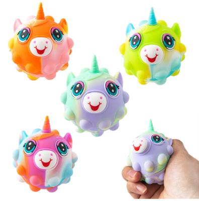 China Decompression Squeezable Ball Silicone Unicorn 3D Music Squeeze Glowing Luminous Pinch Toy for sale