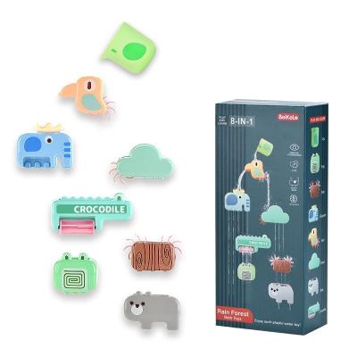 China Baby Bath Playing Toys Baby Bath Playing Toys Small Cloud Animals That Rain When Baby Bathes 8 Piece Set Roller Waterwheel Rotary Adsorption Toy for sale