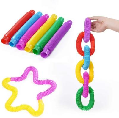 China Plastic Diameter 2.9cm Plastic Fun Busy Person Noise Tube Toys BPA Free Pipe Sensory Toys Develop Kids Creativity Decompression Noise Tube Toys for sale