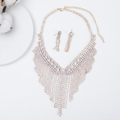 China FASHIONABLE Top Selling Products 2022 Fashion Custom Chain Necklace Jewelry Long Bridal Tassel Earrings For Women 18K Gold Set for sale