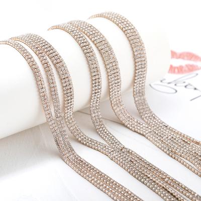 China Best Selling Fashion TRENDY Diamond Jewelry Custom Product Tassel Rhinestone Long Chain Layered Necklace Gold Plated For Women for sale