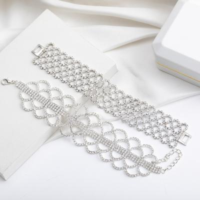 China Hot Selling American Jewelry FASHIONABLE Rhinestone Diamond Cuff Bangles Custom Hollow Sterling Silver Bracelet For Women 2022 Products for sale