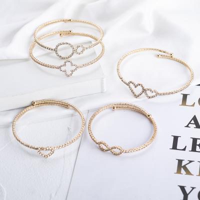 China Small CLASSIC Heart Bracelet American Diamond Bangle High Quality Stretch Manufacturer Accessories Solid Gold Jewelry Sets For Woman for sale