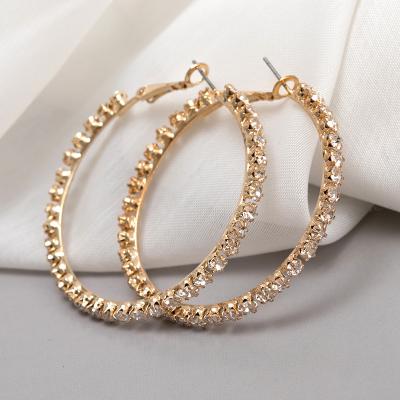 China New Trendy Custom Made Drop Earrings Fashion Jewelry Accessories Gold Filled Large Rhinestone Silver Circle Earrings Statement For Women 2022 Trendy for sale