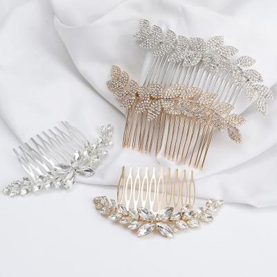 China Beautify China Goods Wholesale Chinese Handmade Diamond Women Headpiece Hair Comb Tiara Nupcial Metal Wedding Bridal Gold Rhinestone for sale