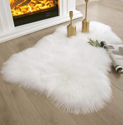 China Washable Soft Faux Sheepskin Fur Blanket Area Rug White Fluffy Shag Rug Rugs For Bedroom Living Room, 2 x 3 Feet for sale