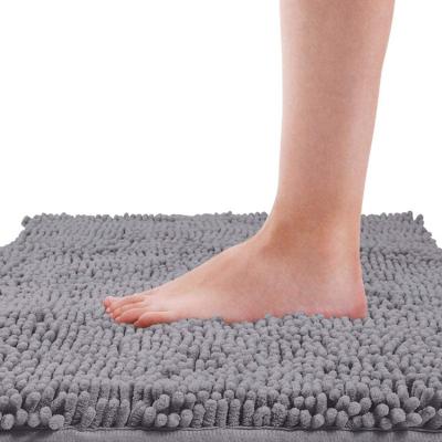 China Hot Sale Washable Non Slip Shaggy Chenille Bath Mat For Bathroom Cover Microfiber Water Absorbent Bath Mat for sale