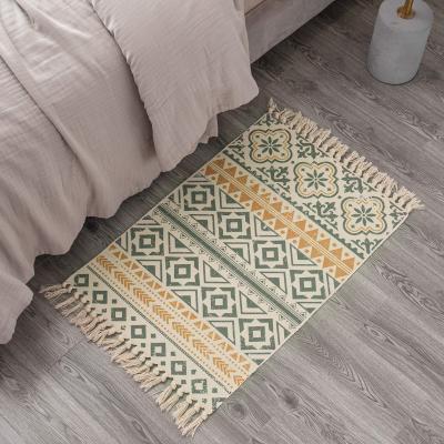 China Small Washable Washable Blankets Cotton And Canvas Area Rug Retro Tassel Kitchen Blankets For Living Room for sale