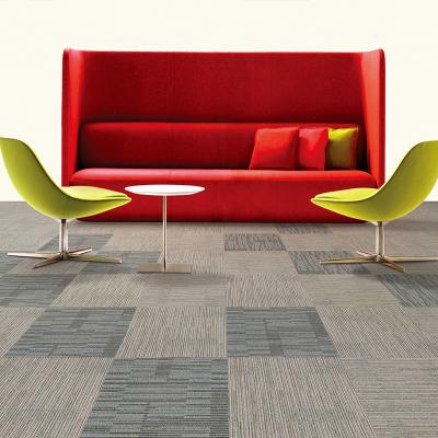 China Modern Office Tile Design Washable Soft Nylon Fire Retardant Commercial Carpet Tile With PVC Backing 50*50cm Floor Mat for sale