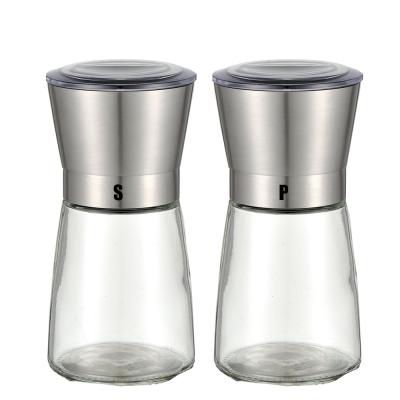 China Sustainable Kitchen Accessories Stainless Steel Salt Pepper Mill Manual Salt and Pepper Grinder Set Stainless for sale