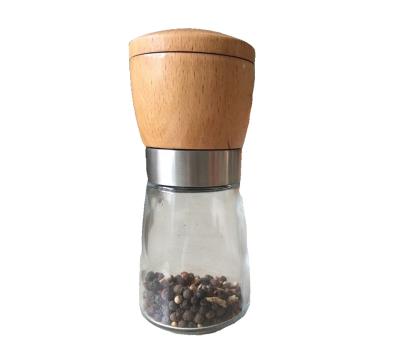 China Sustainable Pepper And Salt Mill Manual Wooden And Glass Ceramic Grinder for sale