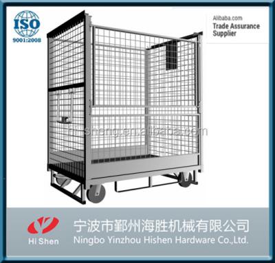 China Durable Wire Mesh Warehouse Transport Used Industrial Rolling Cage Trolley Container Rolling Cage Trolley for sale