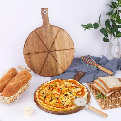 China Sustainable Wholesale Customized Wooden Food Tray Bread Plate Pizza Board Pizza Serving Tray for sale