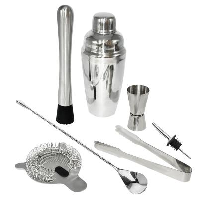 China High Quality Eco-friendly 7pcs Metal Cocktail Shaker Stainless Steel Bar Tool Kit for sale