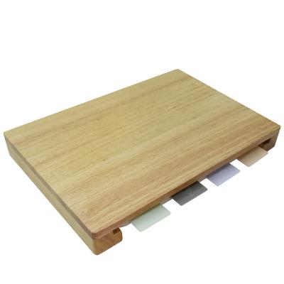 China Sustainable Eco-friendly Multifunctional Wooden Cutting Board with 5 in 1 Plastic Cutting Mats Set for Kitchen for sale