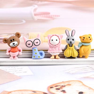 China Europe Resin FlatBack Bear Cat Hair Bow Accessories Animal Decor Miniature Cabochons Scrapbook Craft DIY MOQ 100pcs Kawaii for sale