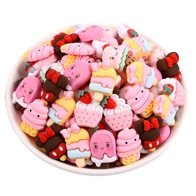 China 100pcs Europe Simulation Resin Cabochons Cute Ice Cream Fake Food Scrapbook DIY Craft Phone Headwear Decor Accessories Flatback for sale