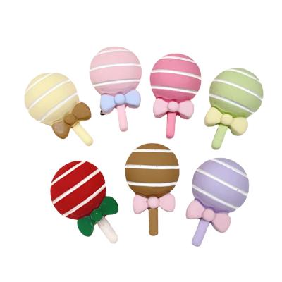 China 50Pcs Europe Simulation Bow Lollipop Mini Kawaii Food Flatback Resin Cabochon For Scrapbooking Phone Case Hair Accessories for sale