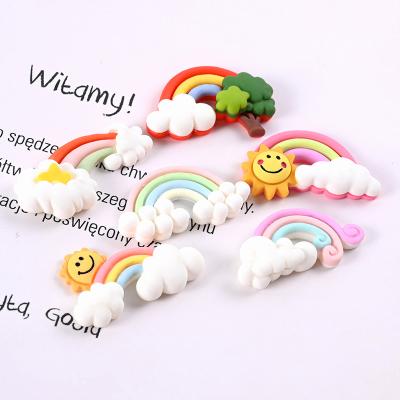 China 50Pcs Europe Cartoon Rainbow Resin Cabochon Scrapbooking Hair Bow Center DIY Embellishments Flat Back Accessories for sale