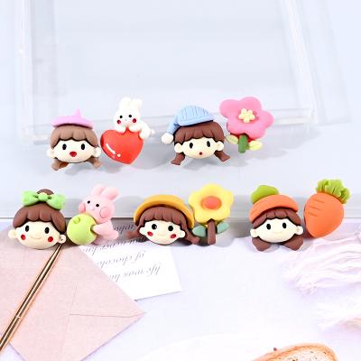 China 100Pcs/Bag Europe Cartoon Girl Rabbit Flower Resin Flat Back Cabochon For Phone Shell Hair Bow Center Decoration Accessories for sale