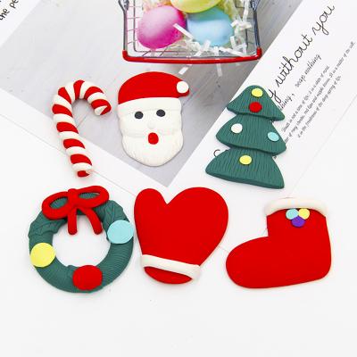 China New Cute Polymer Clay Christmas Ornament Santa Decorations Props Christmas Tree Gifts Supports Gloves Decor Clay Crafts Parts for sale