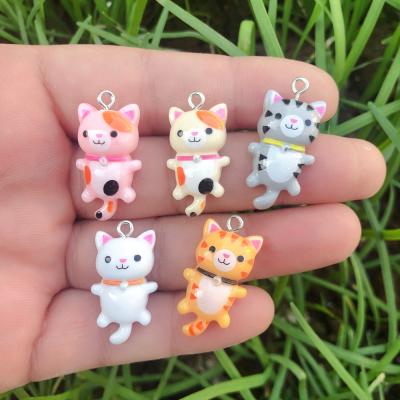 China New 50pairs Resin Animals Cat Pendant Charms For Woman Girls Cartoon DIY Jewelry Romantic Cute Earring Making Wholesale Findings for sale