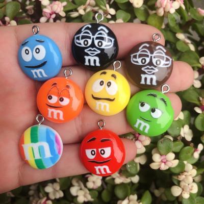 China 100pcs Romantic M&M Chocolate Beans Resin Charms Cute Dangling Earring Making DIY Fashion Resin Jewelry Accessories for sale