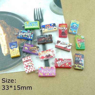 China Newest Romantic Simulation Chocolate Candy Box Snacks Flatback Resin Candy Pendants Charms Bracelets Earring Jewelry Key Chain Making for sale