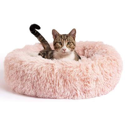 China Breathable Plastic Plush Beds Donut Shape Round Dog Bed Cushion Made in China WMCW-1 for sale