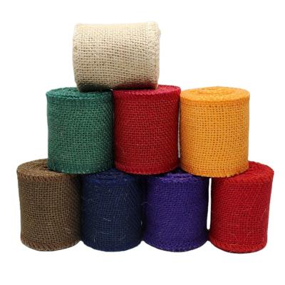 China Viable Printed Colorful Hessian Burlap Fabric Jute Roll For Decoration for sale