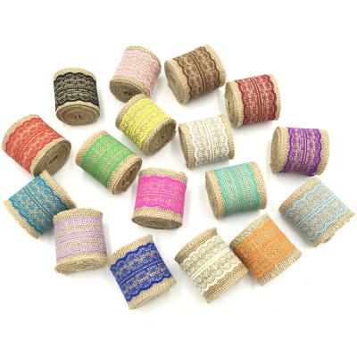 China Sustainable Craft Rolls of Burlap Lace Jute Fabric for Decoration for sale