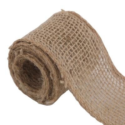 China Sustainable Natural Material Made Durable Jute Belt Burlap Ribbon Roll Yute for sale