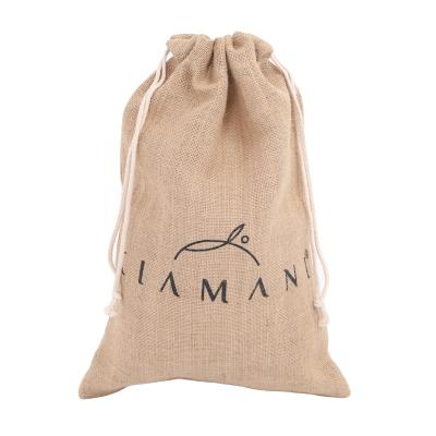 China Recyclable China Made Eco Friendly Jute Gift Bag Small Yute Jute Drawstring Bag for sale