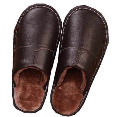 China 2022 promotion new style breathable men's adultwarm winter shoes leather waterproof slippers for sale