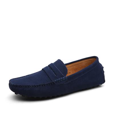 China Original fashion trend men's casual shoes classic suede leather loafers slip on high quality flats male casual shoes for sale