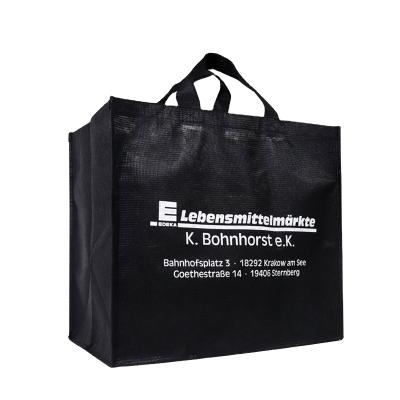 China wholesale 100% Recyclable Eco Material Eco Bag Custom Logo Printed Reusable rPET Shopping Bag Extra Large Bag Made From Recycled Plastic Bottle for sale