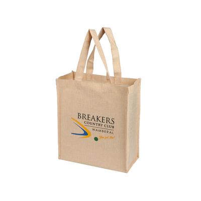 China Eco Friendly Printed Reusable Custom Handled Burlap Jute Tote Bag From Professional Manufacturer-Supplier for sale