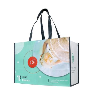 China Wholesale Eco Shopping Tote Bag Amazon Custom Print Handled Reusable Grocery Bag Recycled rPET Bag Made From Recycled Plastic Bottle for sale