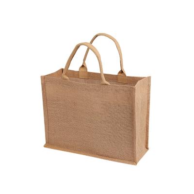 China Custom Natural Eco-Friendly Printed Shopping Handled Logo Hessian Linen Burlap Jute Tote Bag for sale