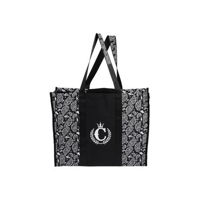 China Custom Brand Logo Print Luxury Reusable Eco Friendly Shopping Tote Bags Cotton Clothing Handled Canvas for sale