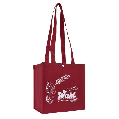 China Custom Printed Non Woven Grocery Shopping Logo Closure Foldable Reusable Wholesale Recyclable Tote Market Bag With Button for sale