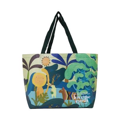 China Wholesale Eco Friendly Custom Recyclable Logo Printing Reusable RPET Laminated Foldable Tote Shopping Recycle Waterproof Bag for sale