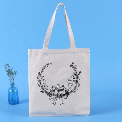 China Recyclable Wholesale Cute Light Color Custom Cartoon Design Printing Cotton Canvas Shopping Tote Bag for sale